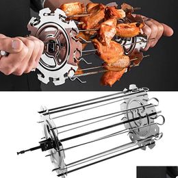 Accesorios de herramientas de barbacoa Oven la jaula de acero inoxidable carne de acero inoxidable. Ejecutivo antiadherente Kebab creador de kebab con tostador de toster de entrega de gotas