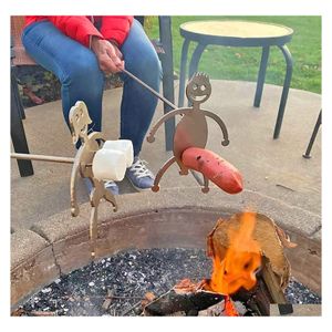 Accesorios de herramientas para barbacoa Pantalones cortos de picnic y malvavisco Brochetas de barbacoa de acero inoxidable Hombre divertido Mujer Adt Forma Fogata Ke Dhtzf