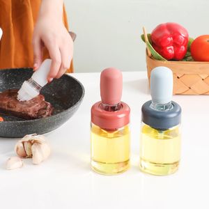 BBQ Tools Accessories Portable Oil Sauce Spice Bottle Dispenser With Silicone Brush For Cooking Baking Seasoning Kitchen Food Grade Can 230414