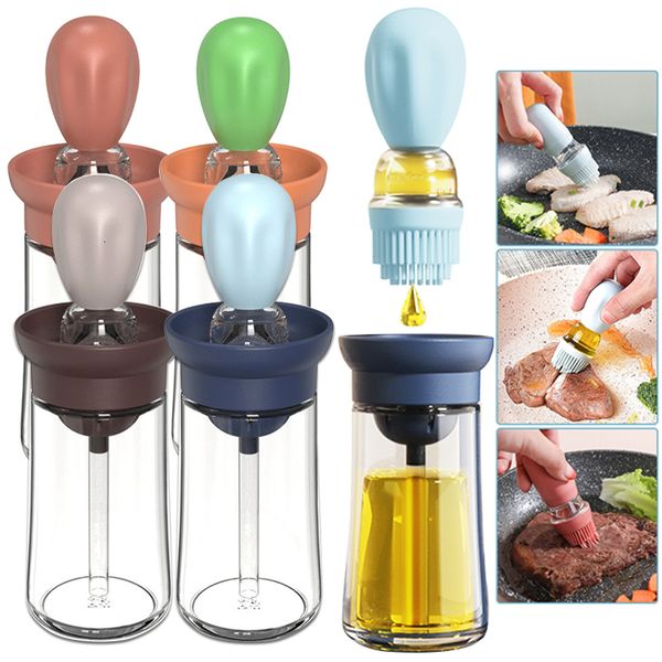 Accesorios de herramientas de barbacoa salsa de aceite portátil Cocina de botella Dispensador cuantitativo con silicona de cepillo para herramienta de horno 230817