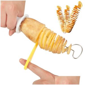 Bbq Tools & Accessories Portable Potato Bbq Skewers For Cam Chips Maker Slicer Spiral Cutter Barbecue Tools Kitchen Accessories Drop D Dhpku