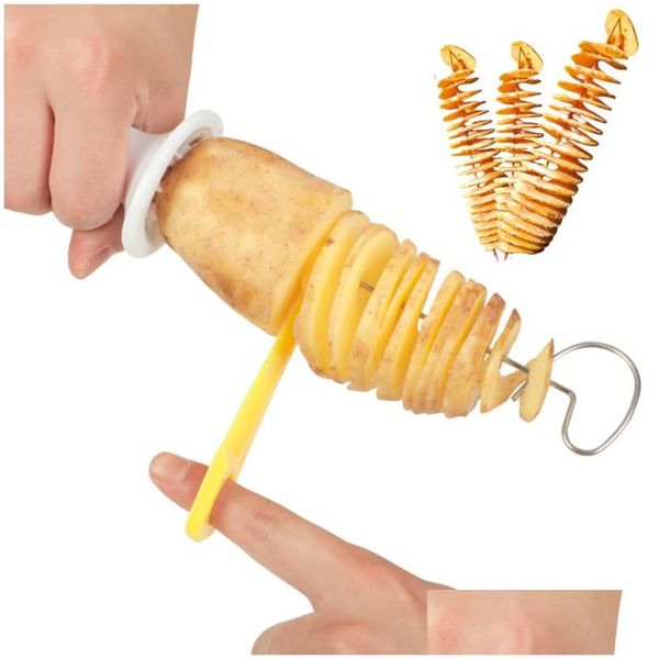 Accessoires d'outils de barbecue Brochettes de barbecue de pommes de terre portables pour came Chips Maker Slicer Spiral Cutter Outils de barbecue Accessoires de cuisine Drop D Dhpku