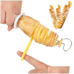 Bbq Gereedschap Accessoires Draagbare Aardappelspiesjes Voor Cam Chips Maker Slicer Spiraalsnijder Barbecue Keuken Drop Levering Huis Tuin Dh13O