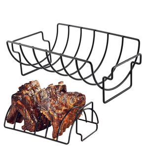 Accessoires d'outils de barbecue Support de côtes de fumeur pour griller Porte-pilons de haute qualité Organisateur de viande grillée antiadhésive Camping en plein air lgbui 230920