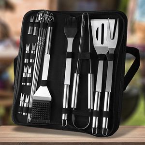 Barbecue Outils Accessoires En Acier Inoxydable Barbecue Ensemble De 20 Pièces Durable Portable Camping En Plein Air Black Friday Cadeaux De Noël 230726