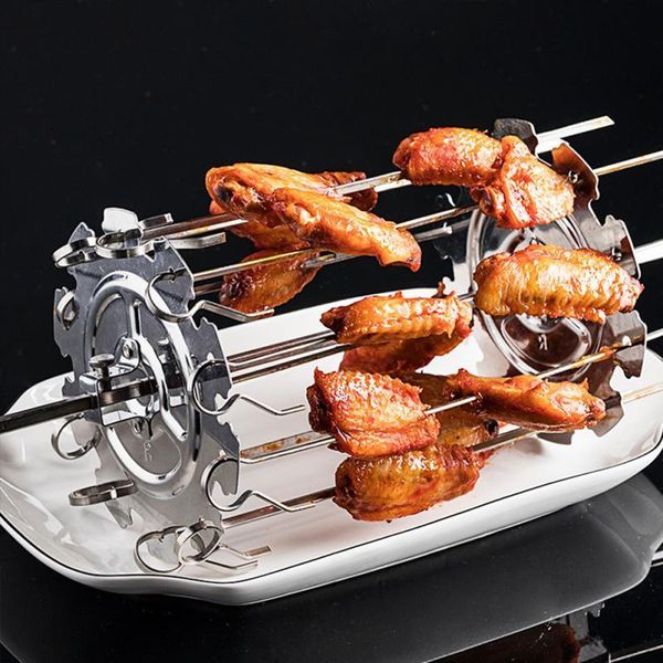 BBQ Outils Accessoires En Acier Inoxydable Kebab Cage Rôtisserie Brochette Fourchettes Spit Charcoal Poulet Grill Pour Rôtissoire Four DIY Camping Cuisine Outil 221128