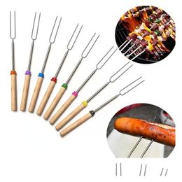 Bbq Gereedschap Accessoires Roestvrij Staal Marshmallow Braadsticks Uitschuifbare Koffiebrander Telesco Koken/Bakken/Barbecue Drop Delivery Dhf1C