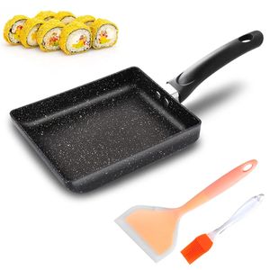 Accessoires d'outils de barbecue Poêle Tamagoyaki Antiadhésive Omelette japonaise Poêles à frire rectangulaires Cuisson Rouleau d'oeufs Machine à petit-déjeuner Ustensiles de cuisine Cuisine 231019