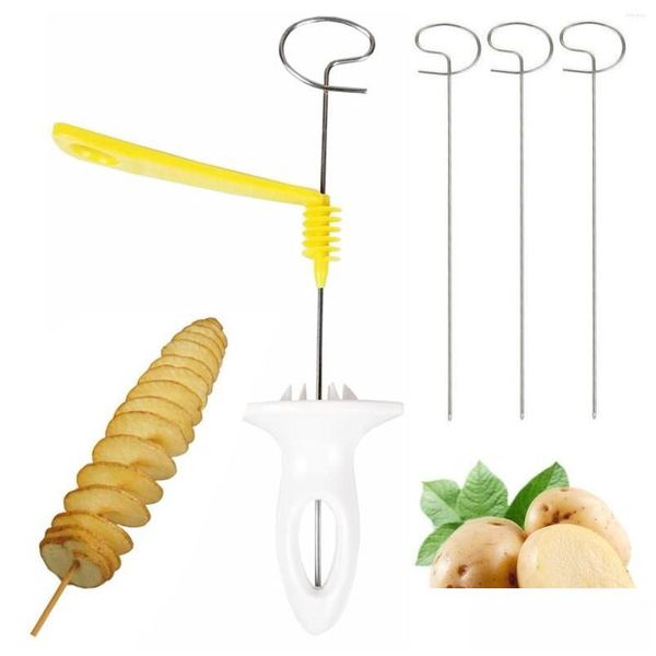 Herramientas para barbacoa, accesorios, herramientas, 1 Juego de rebanador de patatas ciclónico giratorio para el hogar, cuchillo para rebanar en espiral, pincho, cortador de manivela, hilo de bricolaje