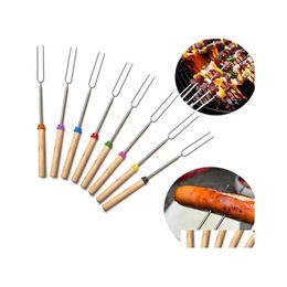 BBQ Tools Accessoires UPS 24 uur Roestvrij staal Marshmallow Roasting Sticks Uitbreiding Roaster Telesco Drop Delivery Home Garden Dhyyn