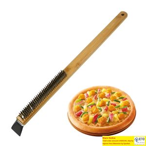 Herramientas para barbacoa, cepillo para horno, alambre, cepillo de limpieza de piedra para Pizza con raspador, accesorios para parrilla XBJK2207