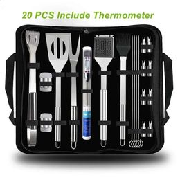 Outils de barbecue Set Barbecue Ustensile AccessorSiestHermometer Barbeque Grilling Accessoires Outdoor Gril Tools Set BBQ Ustensil Set 240329