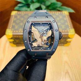 Bbr Factory RichasMille Reloj de pulsera de lujo de alta calidad Reloj mecánico Relojes superclon multifunción Reloj de pulsera Diseñador Rm5705 Black Skeleton Eagle Car