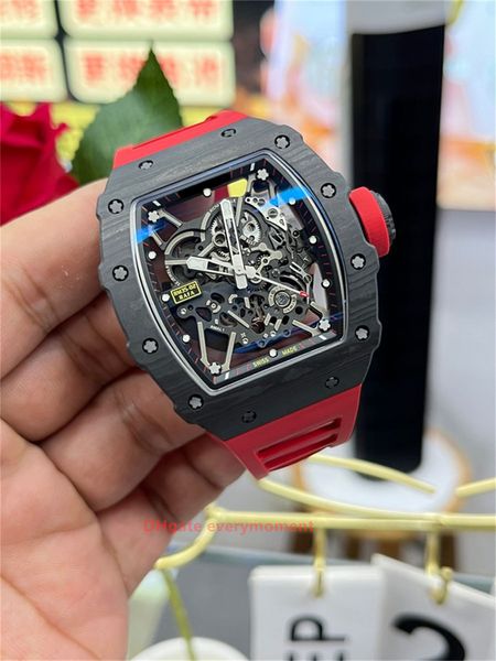 BBR Factory Super Edition Menties masculines RM35-02 Mouvement tourbillon Mouvement en fibre de carbone Bodet en forme de montre mécanique 904L Salles de bracelet imperméables profondes-29