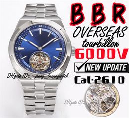 Reloj BBR Luxury para hombre Overseas Stereotourbillon 6000V, movimiento mecánico CAL.2160, espejo de cristal de zafiro de 42,5x13,5 mm. Acero fino 316L, cinta de acero plateada.
