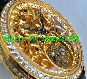 BBR Nieuwe luxe Altiplano horloge Zwitserse tourbillon handmatige Windin geel goud diamanten diamant rand geel goud skelet wijzerplaat heren 1346580