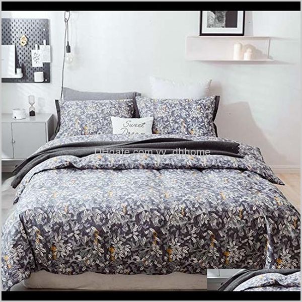 Bbset mode Simple motif floral maison linge de lit housse de couette ensemble de draps plats hiver plein roi simple reine O4Wod Bjoyc