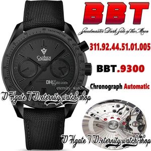 BBT Dark Side Moon bt311 92 44 51 01 005 Herenhorloge 9300 Chronograaf Automatische zwarte wijzerplaat Stick Markers Roestvrij kast Leer Str302Q