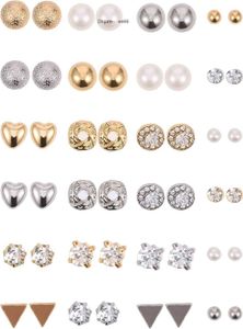 BBTO 24 paires de boucles d'oreilles en perles de cristal, ensemble de bijoux adaptés aux filles, femmes, hommes, argent et or, autres