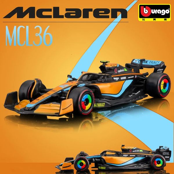 Bburago 1 43 #4 Lando Norris McLaren MCL36 #3 Daniel Ricciardo alliage véhicule de luxe moulé sous pression modèle de voiture jouet 240104