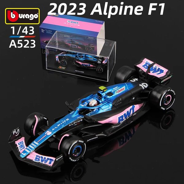 Bburago 1 43 Version cache-poussière BWT Alpine A523 alliage voiture formule course moulé sous pression modèle jouet Collection cadeaux Gasly Ocon 240306