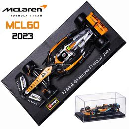 Bburago 1 43 MCL60 4# Lando Norris P2 GP Británico Mclaren #81 Oscar Piastri Coche Die Cast Modelo de coche Vehículos de competición 240118