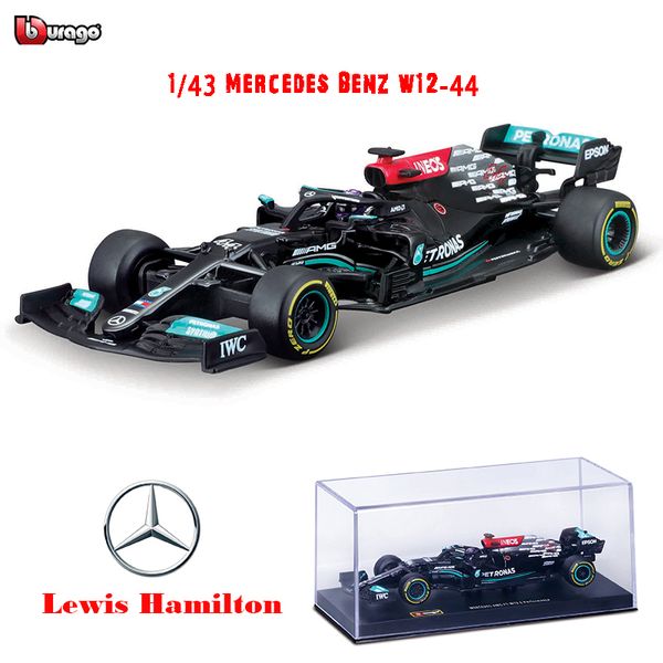 Bburago 1 43 Style Mercedes W12 77 44 W10 W07 formule de course voiture Simulation statique modèle en alliage moulé sous pression 220608