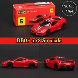 Bburago 1:64 Ferrari Car Model, BB05 458 Speciale schaal Enzo F50 F40 488 GTB Diecast voertuig Replica Miniatuur speelgoed