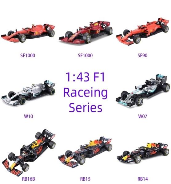 BBURAGO 143 RB16B S000 SF90 SF71H SF70H RB15 RB14 W10 Racing Formula Car Simulation statique Modèle en alliage Diecast 2112137450439