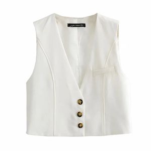 BBWM femmes mode sans manches gilet veste bureau dames affaires costumes décontractés gilet poches Outwear hauts courts 210520