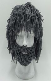 Bbyes Cool Gifts Chapeaux de barbe Handmade Knit Warm Caps Halloween Funny Party Bons pour le scientifique fou Hommes Men des hommes Nouveau hiver S6530235
