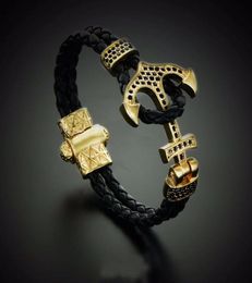 BC Atolyestone empereur perle Bracelet or Bracelets ancre cuir manchette Bracelets Bracelets hommes femmes Mujer Pulseras8965986