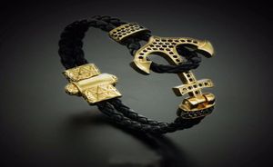 BC Atolyestone Keizer Bead Bracelet Goudarmbanden Anchor Lederen manchet Schakelbanden Bangles Men Women Mujer Pulseras4786477