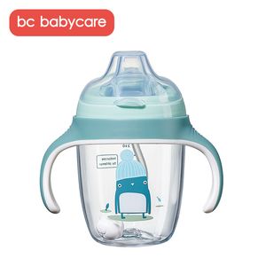 BC BabyCare 210 / 300ml Baby Sippy Cup Peuter Drinkwater Handvat Stro Fles Lekvrije Zuigeling Training Drinken Sippy Cup LJ200831