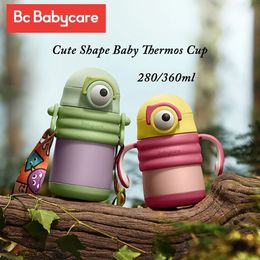 Bc Babycare 280360ml 316L taza de agua al vacío de acero inoxidable taza termo fría a prueba de fugas lindo bebé paja tazas aisladas 240111
