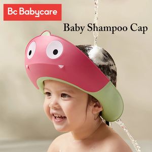 BC Babycare Baby Shower Cap réglable Dinosaure mignon Dinosaure Soft Bathing Hair Wash Hat For Children Protection Ear Protection Safe Kids Shampooing 240407