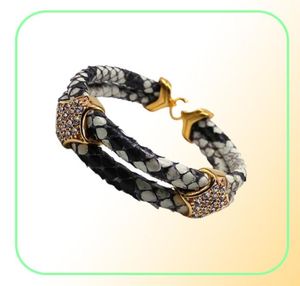 BC Fashion Python Skin 5 mm Men con plateado Sils de acero inoxidable brazalete círculo de círculo para ver regalo4415343