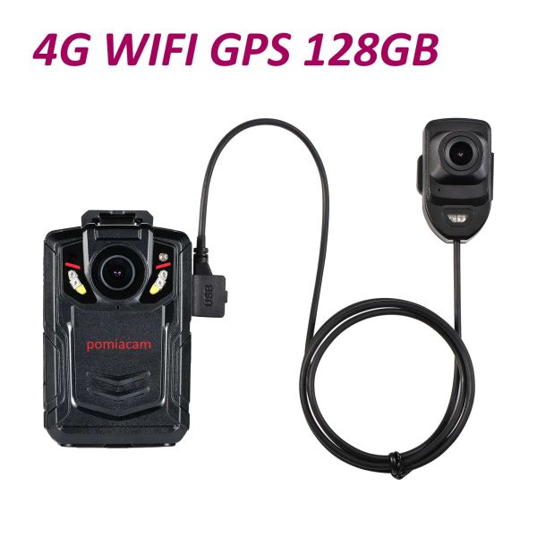 BC002 256GB Cámara desgastada por el cuerpo HD 1080P 4G WIFI GPS DVR Grabadora de video Cámara de seguridad IR Visión nocturna Mini videocámaras IP65 con cámara extendida