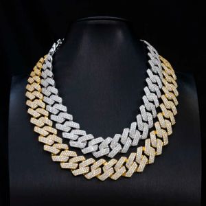 collar de moissanite joyería de hip hop 925 plata esterlina 22 mm de oro Silve Silve para hombres Collar Miami Cabina de enlace cubano