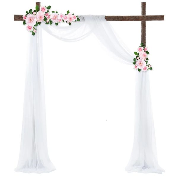 BC012A Fête de mariage Arch Drape Tissu Swag Décor blanc rose terre cuite bordeaux Sheer voile Chiffon Curtain Toile de fond panneau 231227