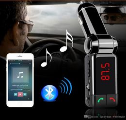 BC06 Bluetooth Car Kit Auto Speakerphone BT Handen Dual FM-zender Poort 5V 2A AUXIN Muziekspeler Voor Samsung iPhone Mobile2104151