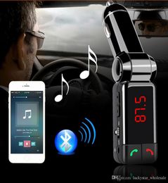 BC06 Bluetooth Car Kit Altavoz para automóvil BT Manos Puerto de transmisor FM dual 5V 2A Reproductor de música AUXIN para Samsung iPhone Mobile3209144