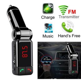 BC06 Bluetooth Car Kit Transmisor FM Inalámbrico Reproductor MP3 Manos Cargador USB con doble carga USB 5V2A LCD U disk5679178