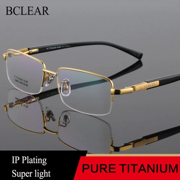 BCLEAR hommes haute qualité pur lunettes montures acétate Temple jambes or argent affaires luxe monture de lunettes lunettes 240109