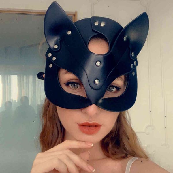 BCYQZ Máscara de gato de fiesta punk hecha a mano Correa de cuero gótica Mascarada ajustable Sexy para mujeres