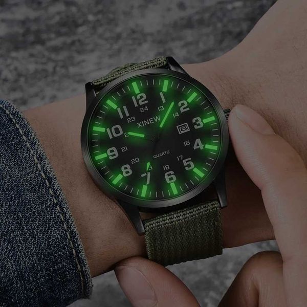 BCZN MUNTIVOS DE MUBLICIDAD RED RODUD Nylon Strap Band Men Boy Military Army Date Wrist Watch Relgio Relogio Masculino Relogs Hombre D240422