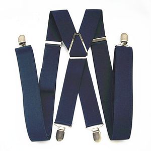 BD054-L XL XXL Size bretels Mannen verstelbare elastische x rugbroek vrouwen jarretel voor broek 55 inch clips op marineblauw