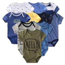 Bdby Vêtements Ensembles 10 PCS Bébé Garçon Vêtements Ensemble Coton né Unisexe Bande Dessinée Solide Fille À Manches Courtes Combinaison Imprimer Ropa Bebe 0707299a