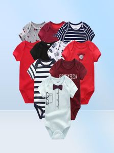 Bdby Kledingsets 10 STKS Babyjongenskleding Set Katoen geboren Unisex Cartoon Effen Meisje Korte Mouw Jumpsuit Print Ropa Bebe 07079667451