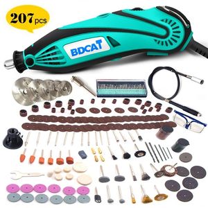 BDCAT 180W Herramienta de amoladora eléctrica Mini taladro Pulido Velocidad variable 207pcs Kits de herramientas rotativas con herramientas eléctricas Accesorios Dremel 201225